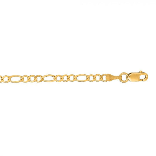 14 Karat Yellow Gold Figaro Ankle Bracelet