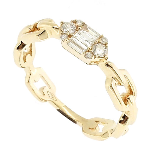 Lady's 18 Karat Yellow Gold 0.18ct Diamond Contemporary Fashion Ring - Size 7