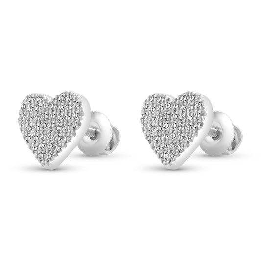 14 Karat White Gold Diamond Heart Earrings