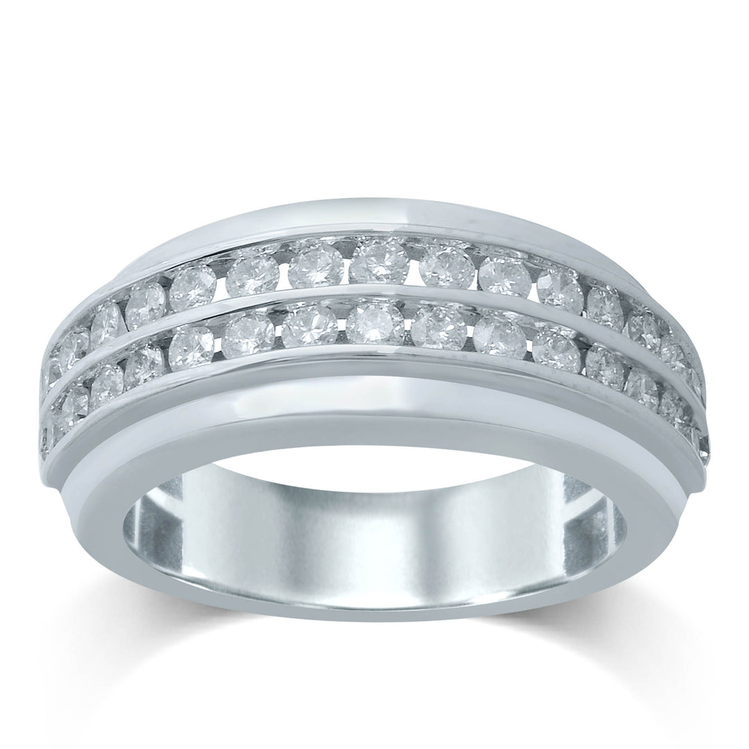 Men's 14 Karat White Gold Channel Set Diamond Wedding Band