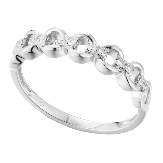 Lady's 18 Karat White Gold 0.11ct Diamond Open Link Fashion Ring - Size 7
