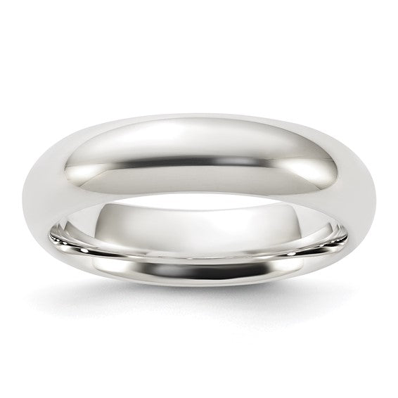Lady's Sterling Silver White Plain Wedding Band