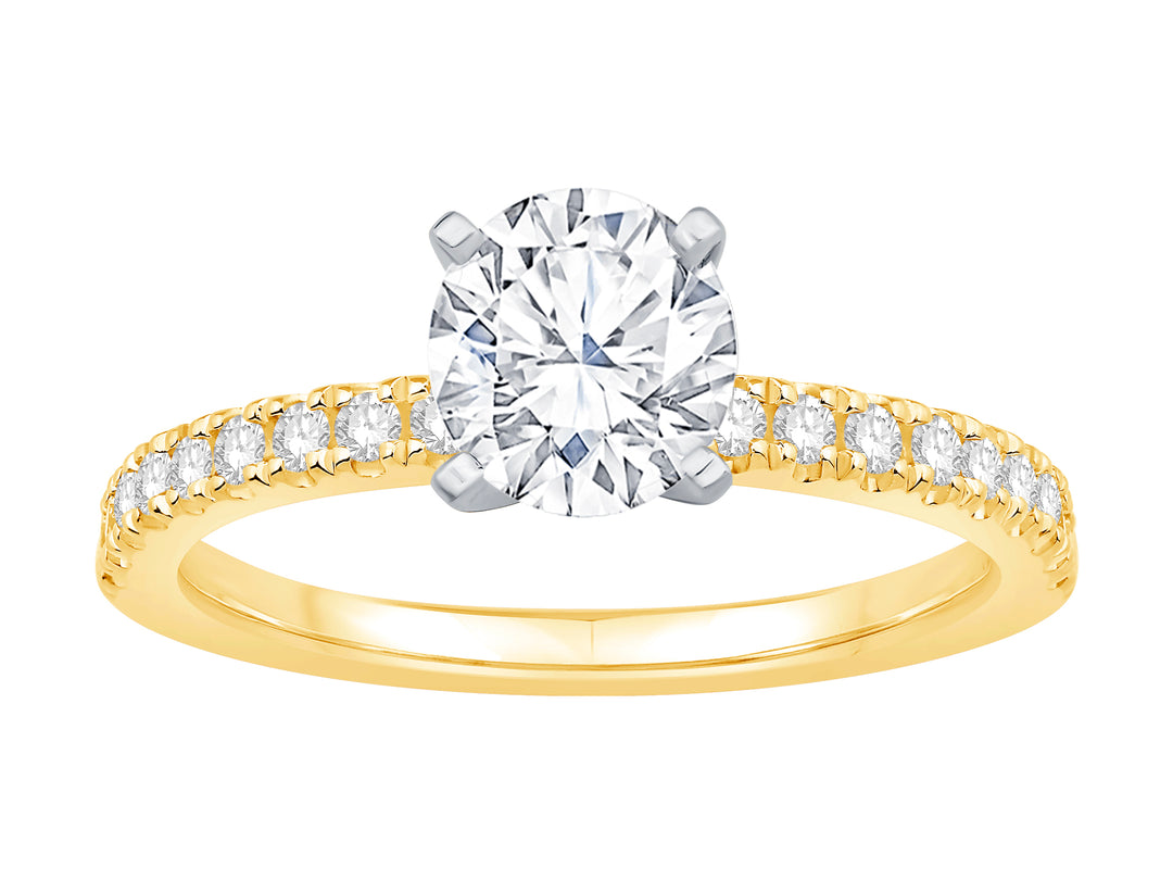 14 Karat 2 Tone Gold 0.20ct Diamond Accented Semi-Mount Ring - Size 7
