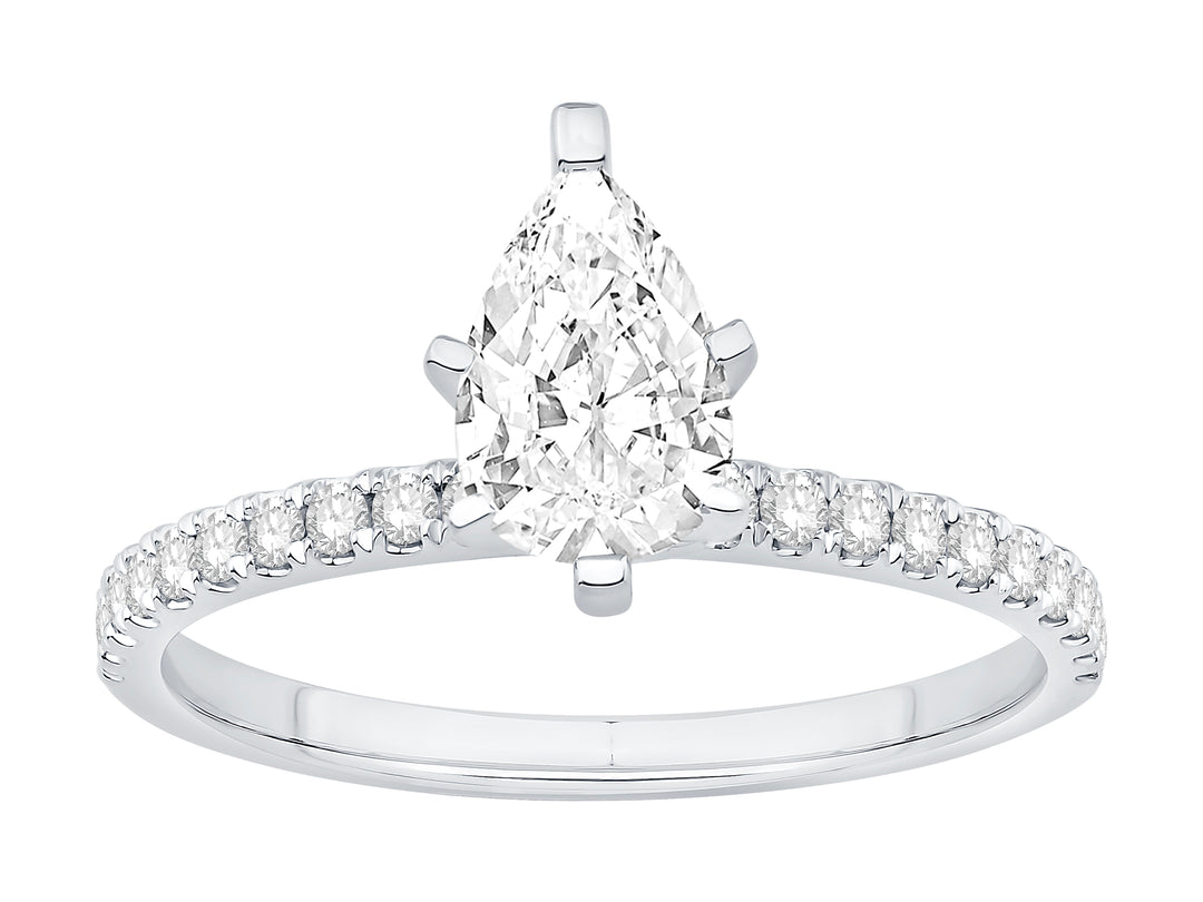 Lady's 14 Karat White Gold 0.98twt Diamond Accented Engagement Ring - Size 7