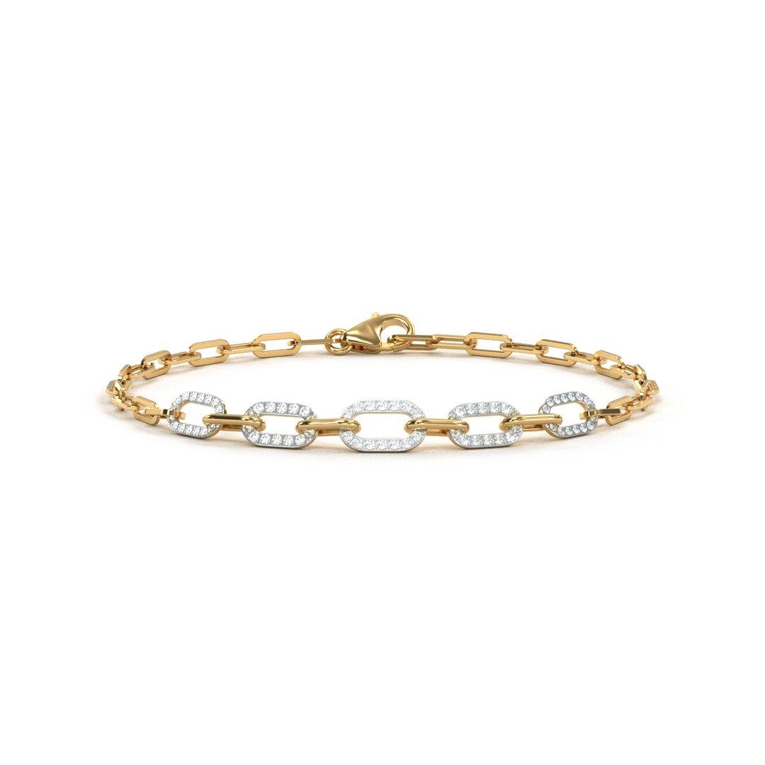 14 Karat Yellow Gold 0.50ct Diamond Open Link Bracelet - 7 inch