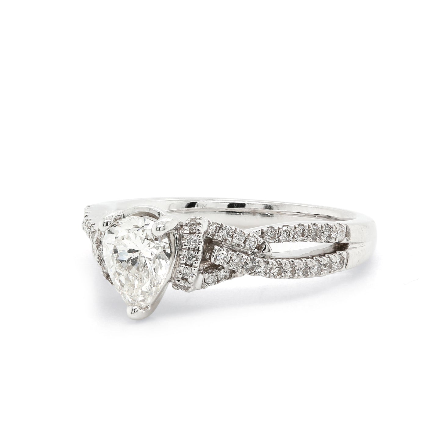 Lady's 14 Karat White Gold Geometric Engagement Ring