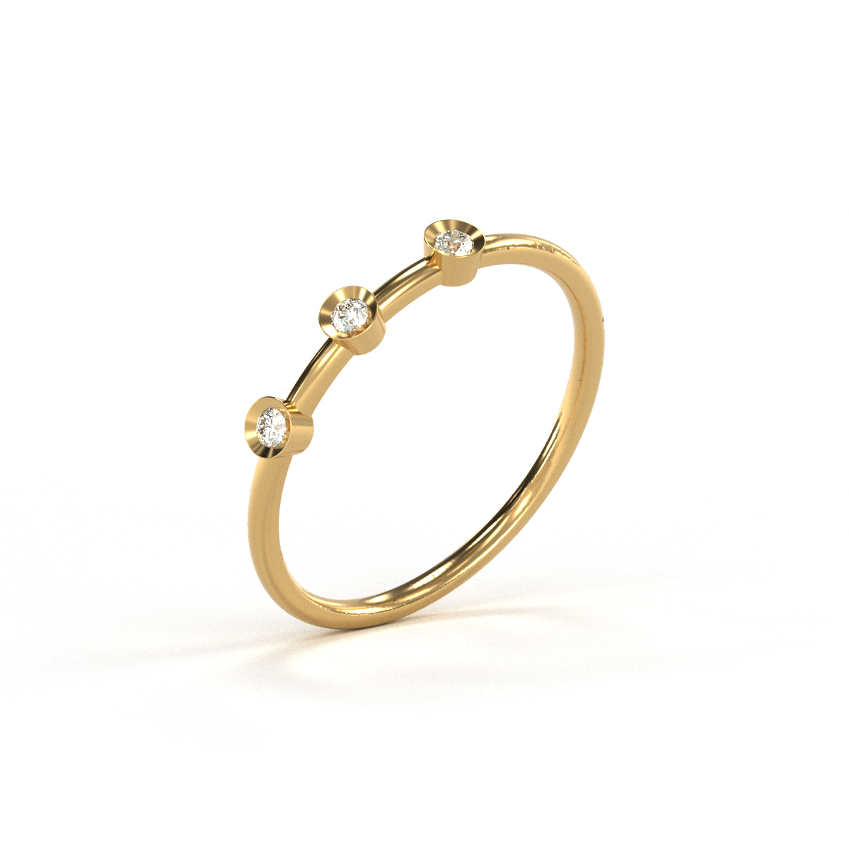 Lady's 14 Karat Yellow Gold Contemporary Diamond Fashion Ring