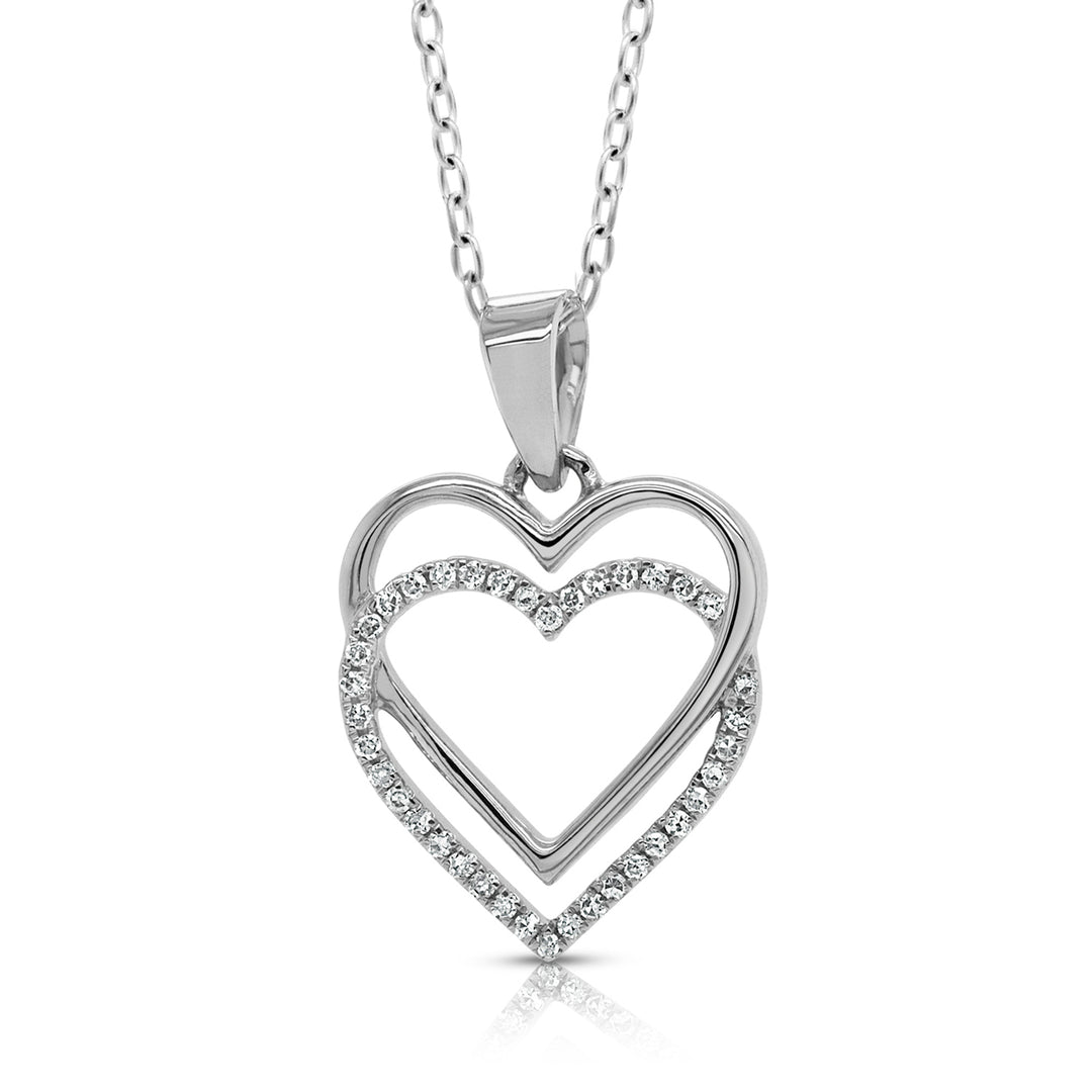 14 Karat White Gold 0.10ct Diamond Heart Pendant