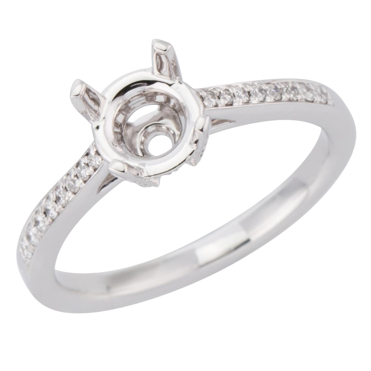 18 Karat White Gold Under Halo Diamond Semi-Mount Ring