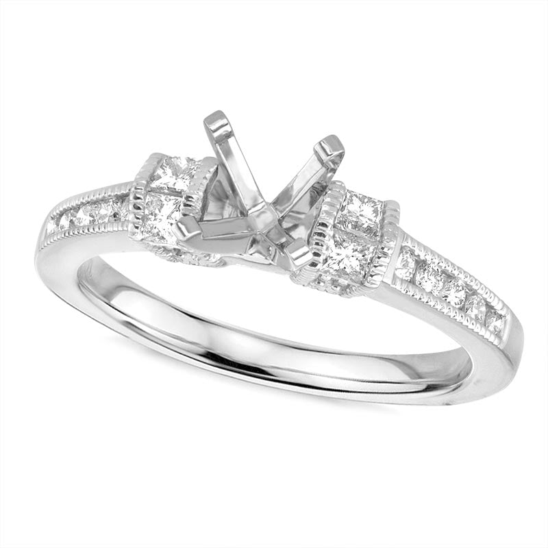 14 Karat White Gold Contemporary Diamond Semi-Mount Ring