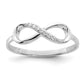 Sterling Silver Infinity Cubic Zirconia Polished Ring - Size 7