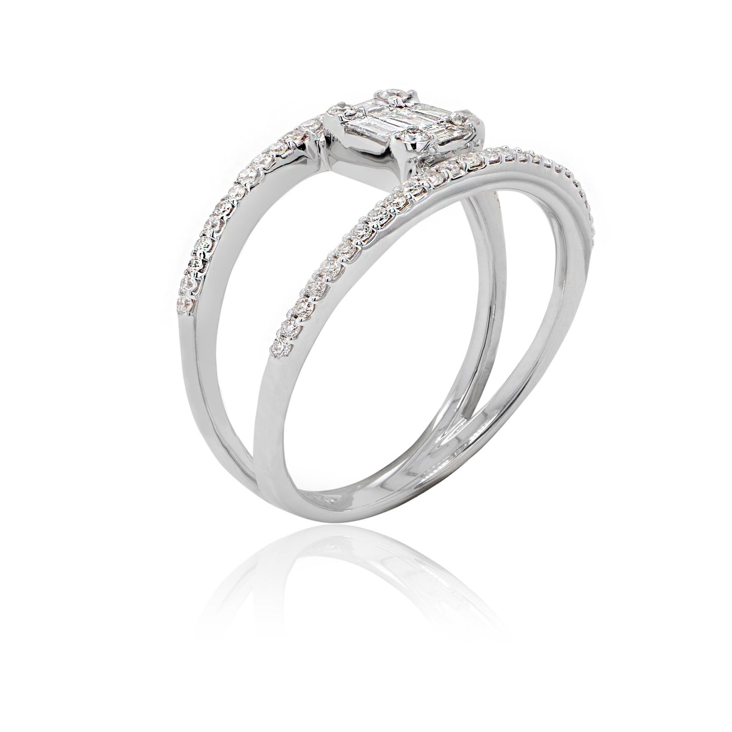 Lady's 18 Karat White Gold Geometric Diamond Fashion Ring
