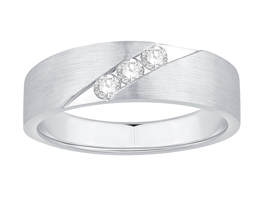 Men's 14 Karat White Gold 0.26ct Diamond Channel Set Wedding Band - Size 9.5