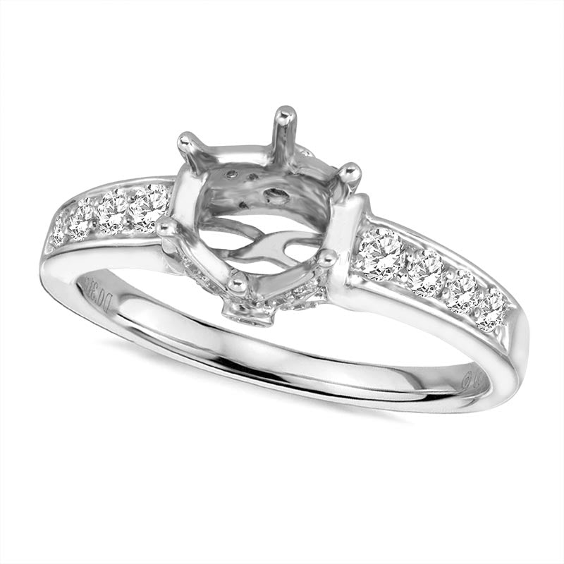 18 Karat White Gold Contemporary Diamond Semi-Mount Ring