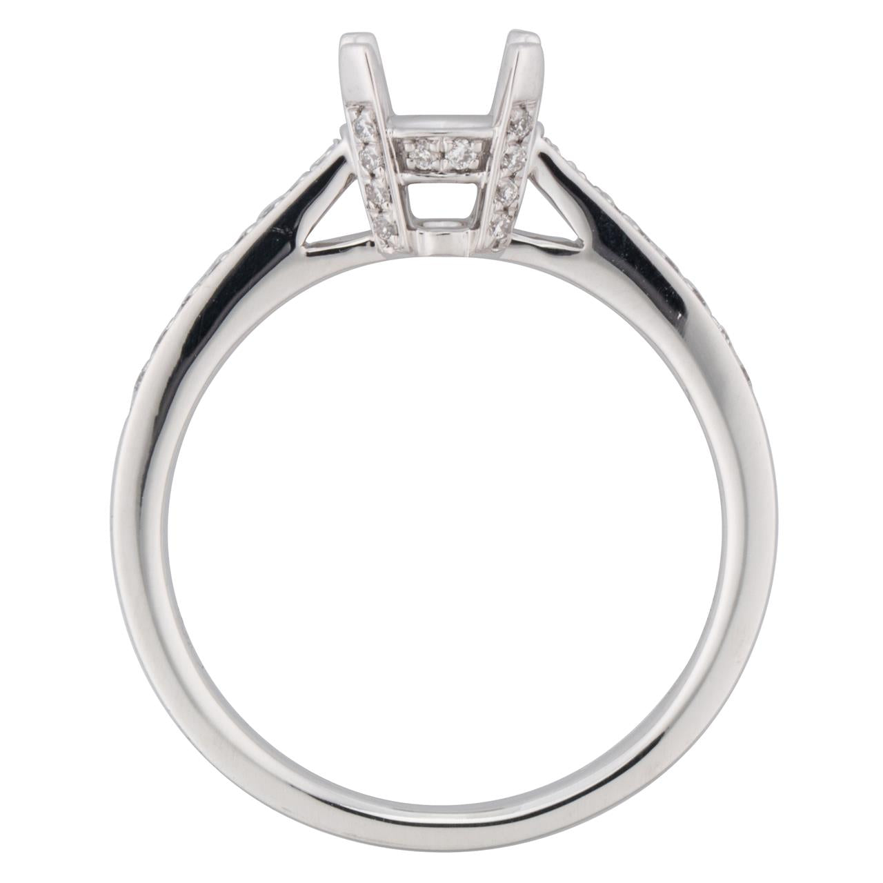 18 Karat White Gold Under Halo Diamond Semi-Mount Ring