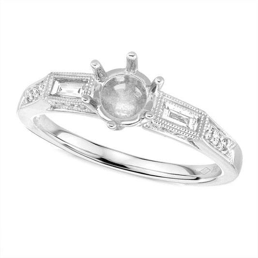 Lady's 18 Karat White Gold 0.31ct Diamond Contemporary Semi-Mount Engagement Ring - Size 7