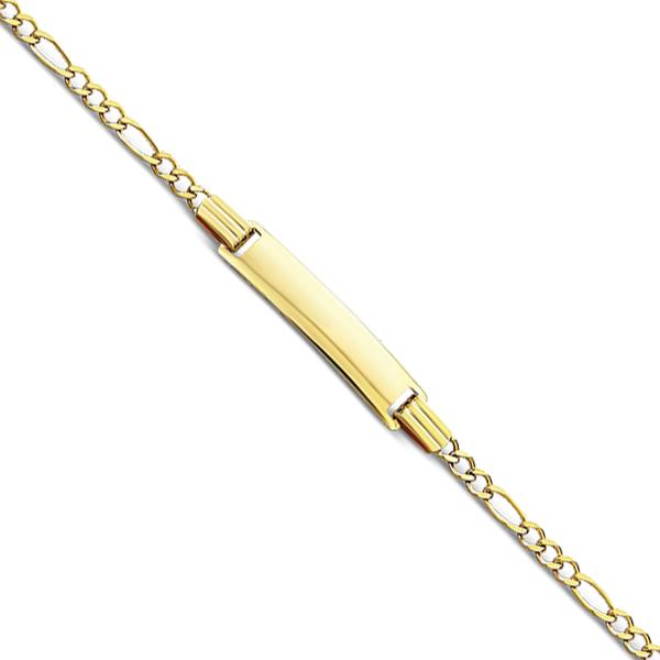 14 Karat Yellow Gold Baby Figaro ID Bracelet