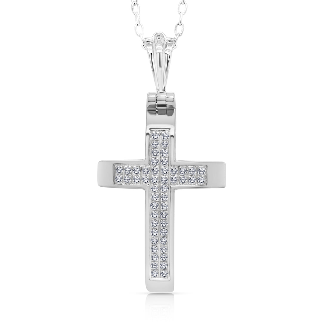 14 Karat White Gold Diamond Cross Pendant