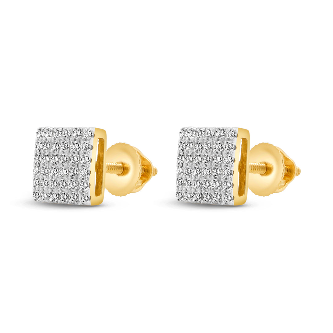 14 Karat Yellow Gold 0.22ct Diamond Square Stud Earrings