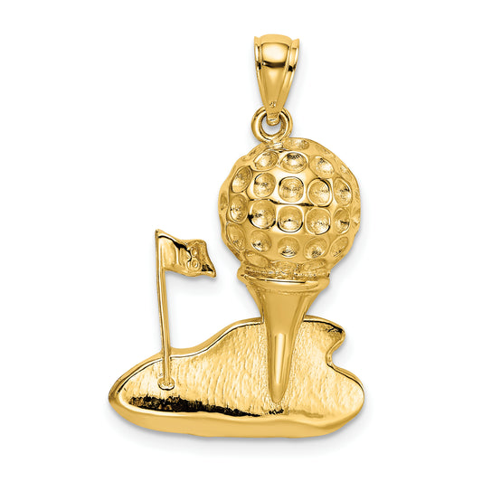 14k Solid Polished Open-Backed Golf Charm