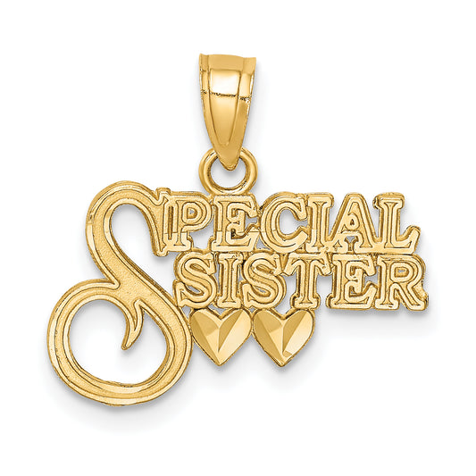 14K Diamond-cut Special Sister Pendant