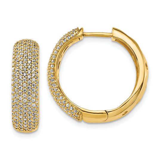 14 Karat Yellow Gold 1.008ct Diamond 22mm Hinged Hoop Earrings