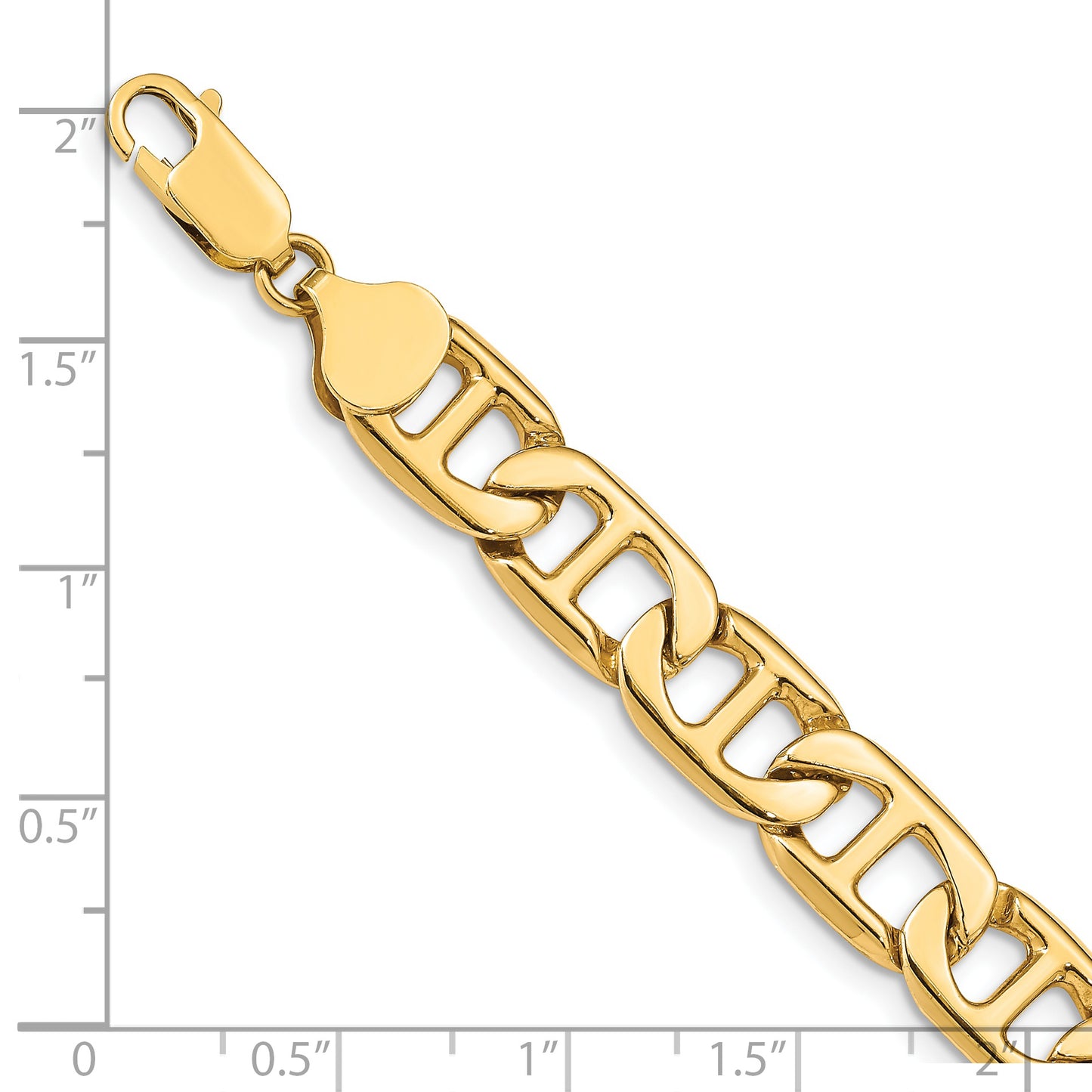 14k 8.75mm Solid Hand-Polished Anchor Link Bracelet