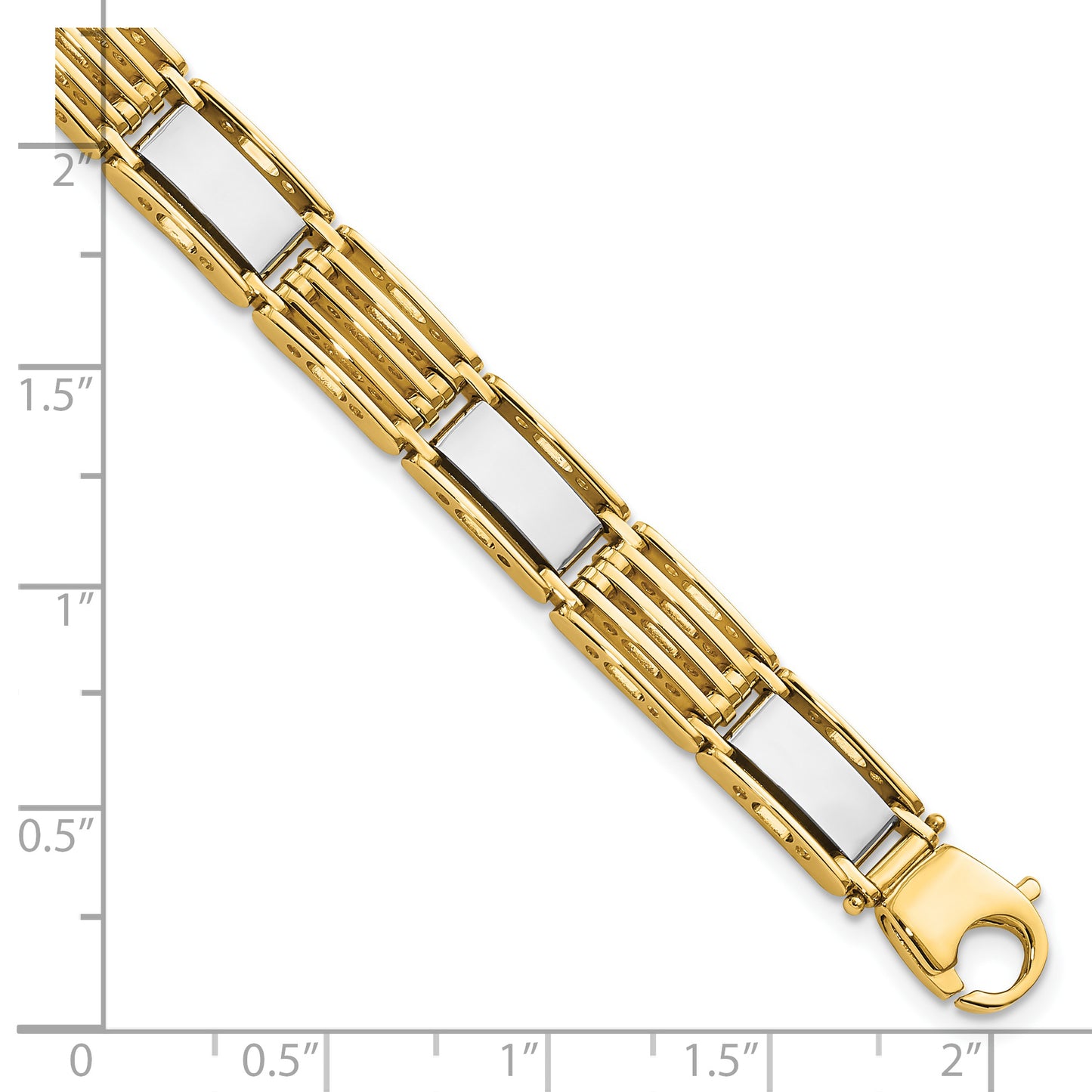 14k Two-tone High Polished 8.5in Mens Link Bracelet
