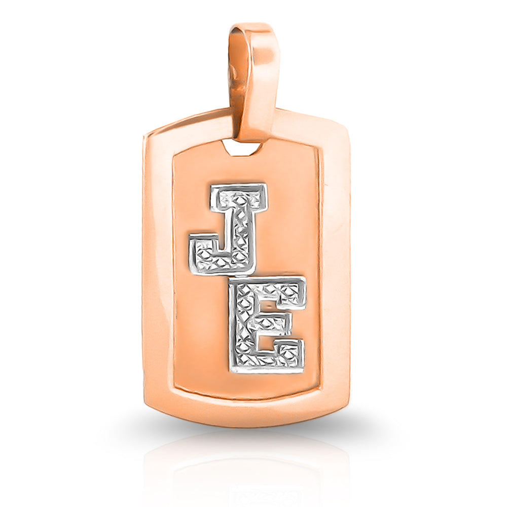 14 Karat "JE" Dog Tag Pendant