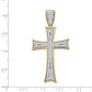 14k with Rhodium Micro Pavé CZ Large Cross Pendant
