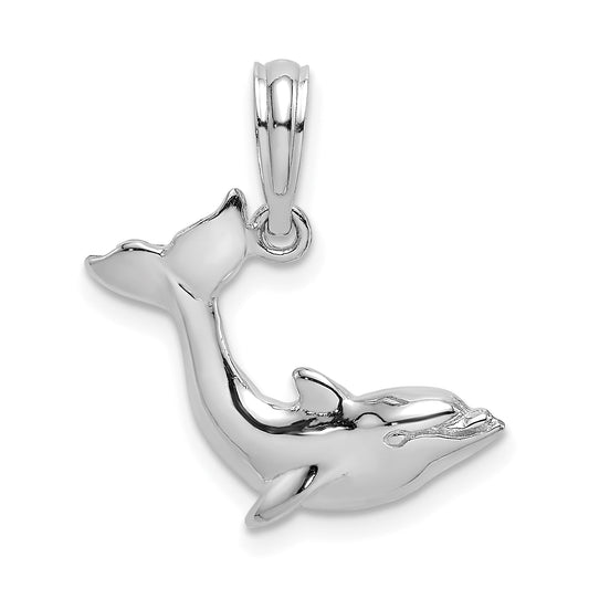 14K White Gold Jumping Dolphin Charm