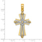 14K with Rhodium D/C and Wire Cross Charm