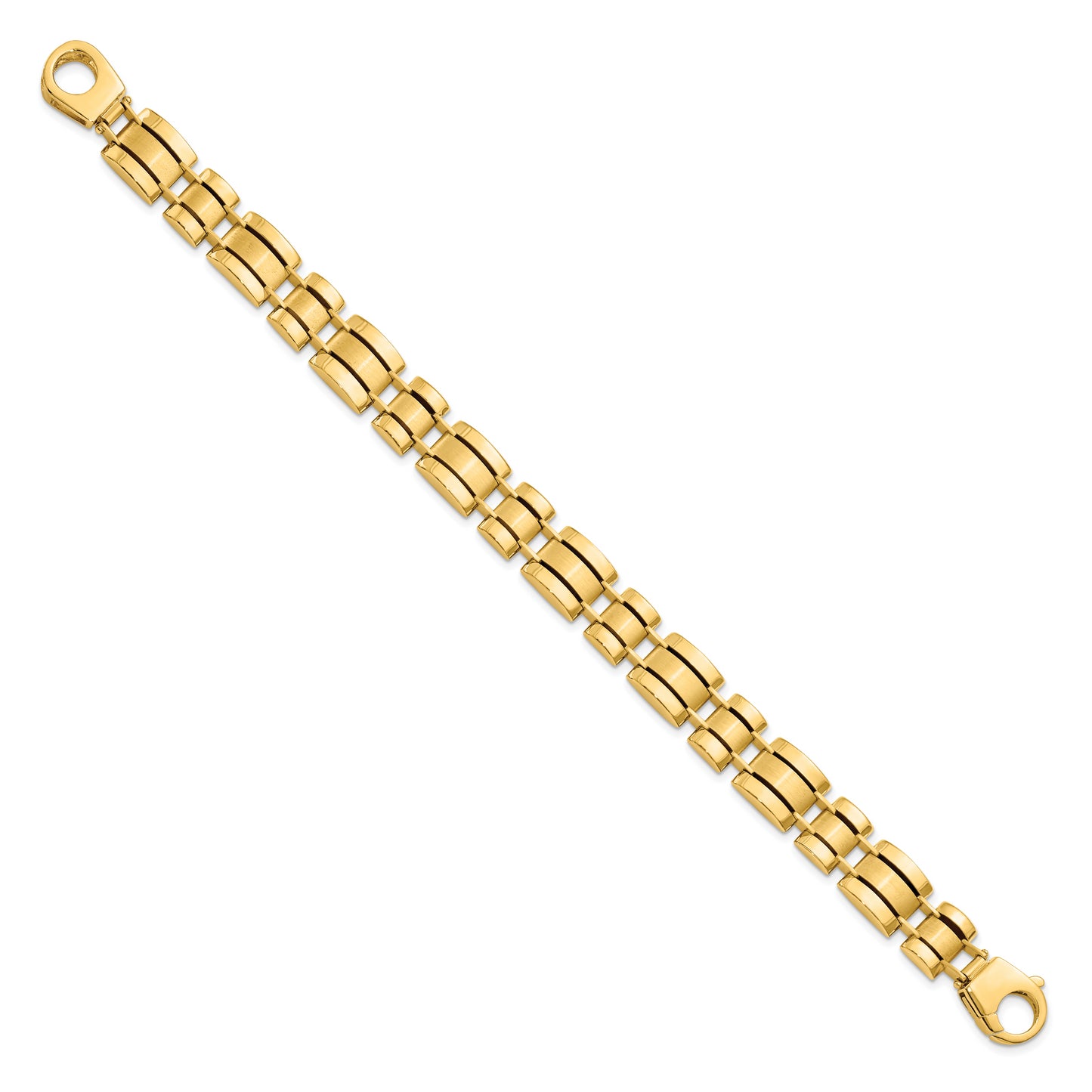 Leslie's 14K Polished and Center Satin Fancy Link Men's Bracelet