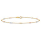 Leslie's 14K Tri-color Polished with D/C Beads 9in Plus 1in. ext. Anklet