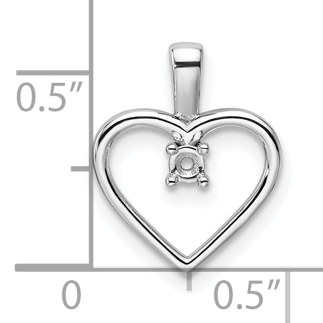 14k White Gold Heart Pendant .05ct. Mounting