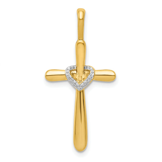 10K Diamond Cross with Heart Pendant