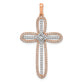 14k White and Rose Gold Diamond Cross Pendant