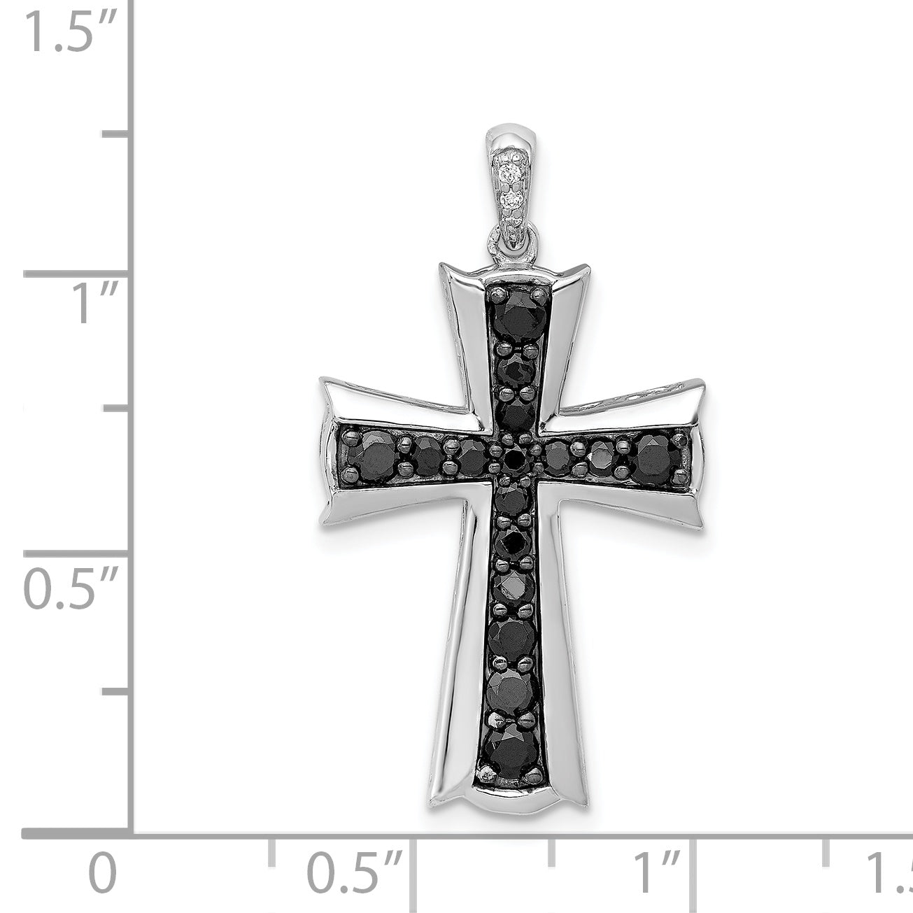14k White Gold 5/8ct. Black Diamond Cross Pendant