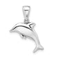 Sterling Silver Rhodium-plated Oxidized Dolphin Pendant