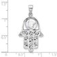 Sterling Silver Rhodium-Plated Polished Mother of Pearl Hamsa Pendant