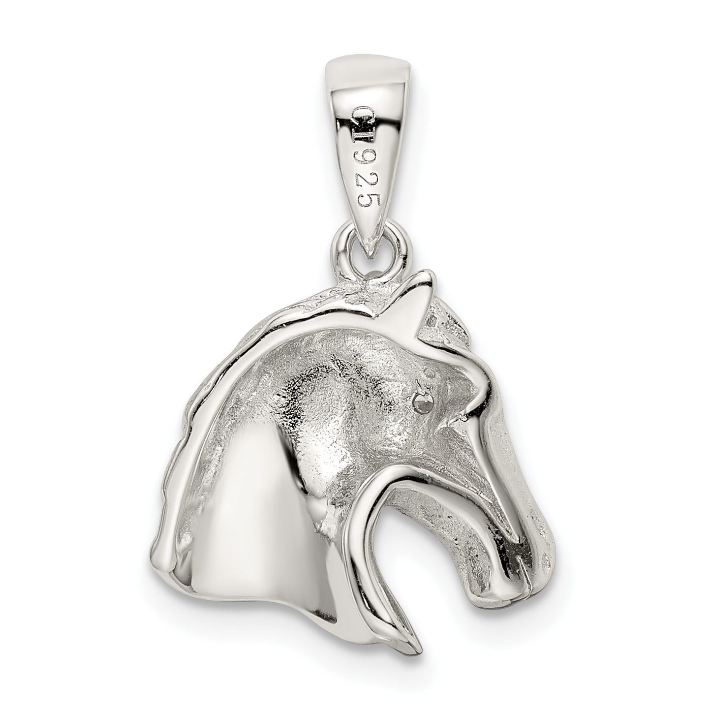 Sterling Silver Rhodium-plated Horse Pendant