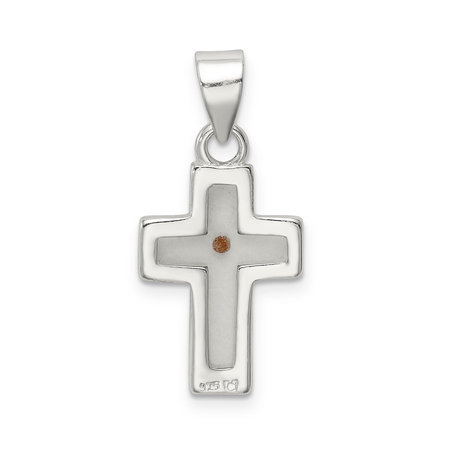 Sterling Silver Enameled with Mustard Seed Cross Pendant