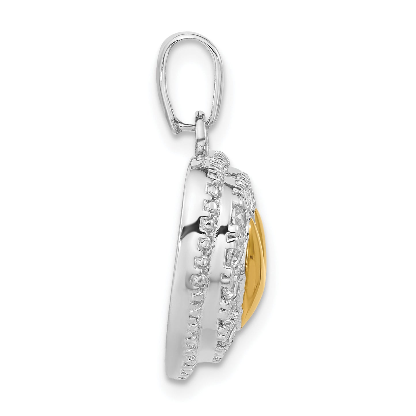 Sterling Silver and Gold-plated CZ Heart Pendant