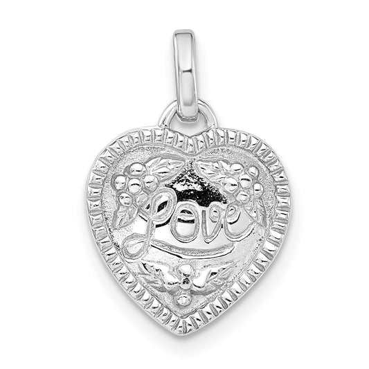 Sterling Silver Rhodium-plated Polished Love Heart Pendant