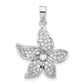 Sterling Silver Rhodium-plated Polished CZ Flower Pendant