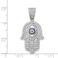 Sterling Silver Rhodium-plated Created Spinel and White CZ Hamsa Pendant