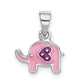 Sterling Silver Rhodium-plated Childs Enameled Pink Elephant Pendant