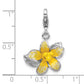 Sterling Silver Amore La Vita Rh-plated 3-D Enameled Yellow Flower Charm