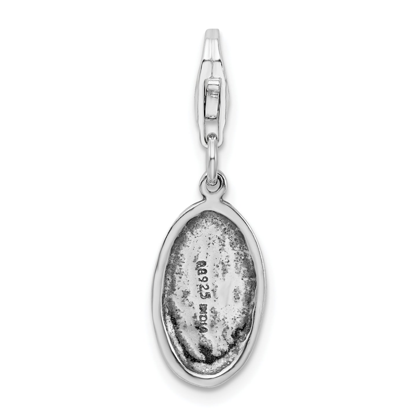 Amore La Vita Sterling Silver Rhodium-plated Polished Antiqued MOM Charm with Fancy Lobster Clasp