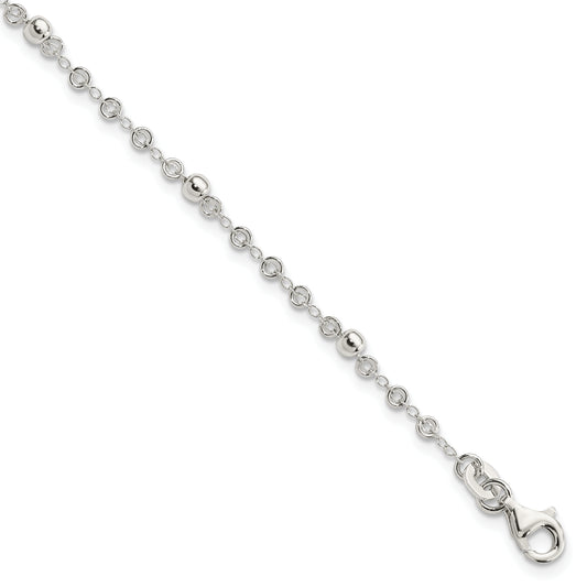 Sterling Silver Polished Fancy Bead Bracelet